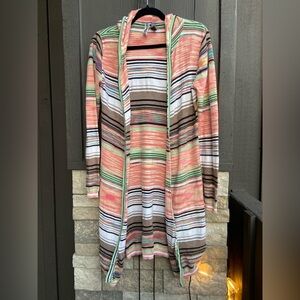 BKE Multicolor Striped Open-Front Cardigan
